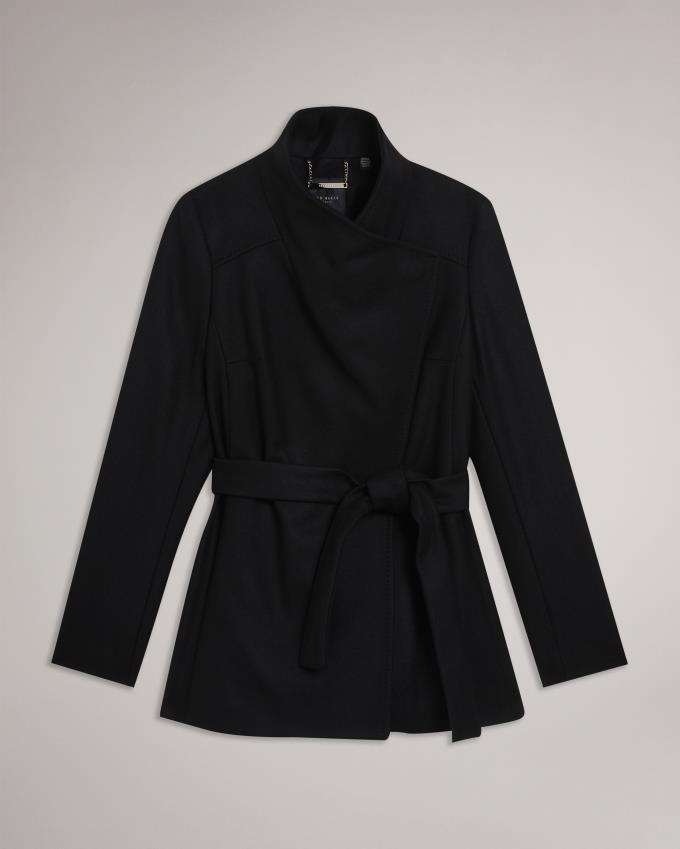 Manteau Ted Baker Short Wool Wrap Noir Femme | JTK-52019666